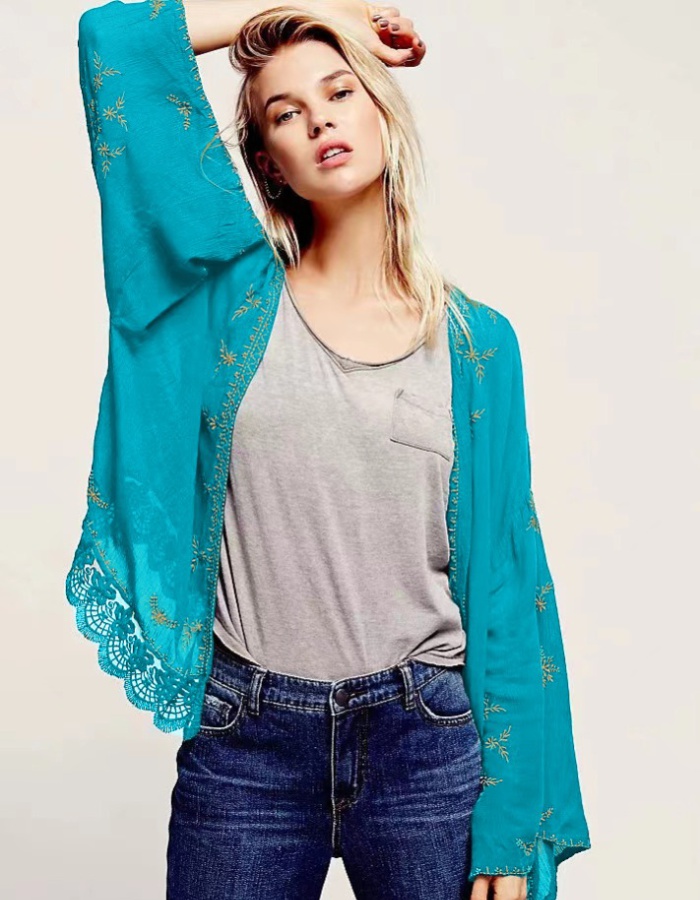 Embroidery coat lace shawl