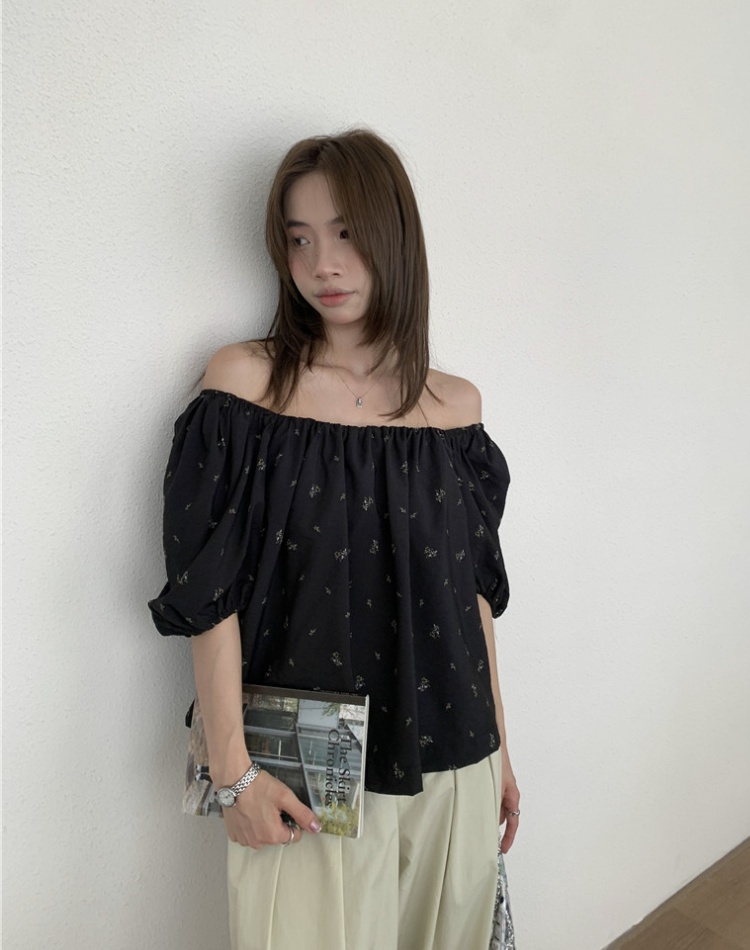 Floral short sleeve tops simple Korean style small shirt