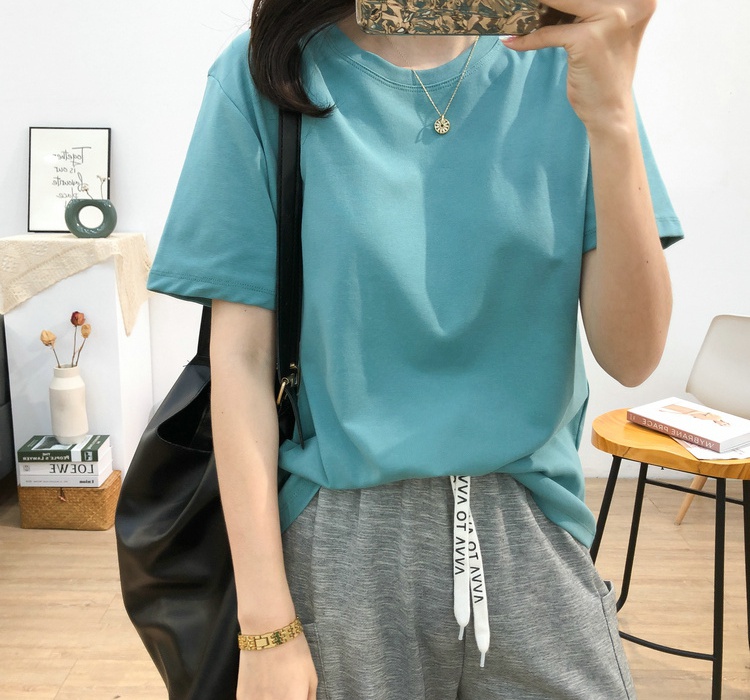 White Korean style tops short sleeve T-shirt for women