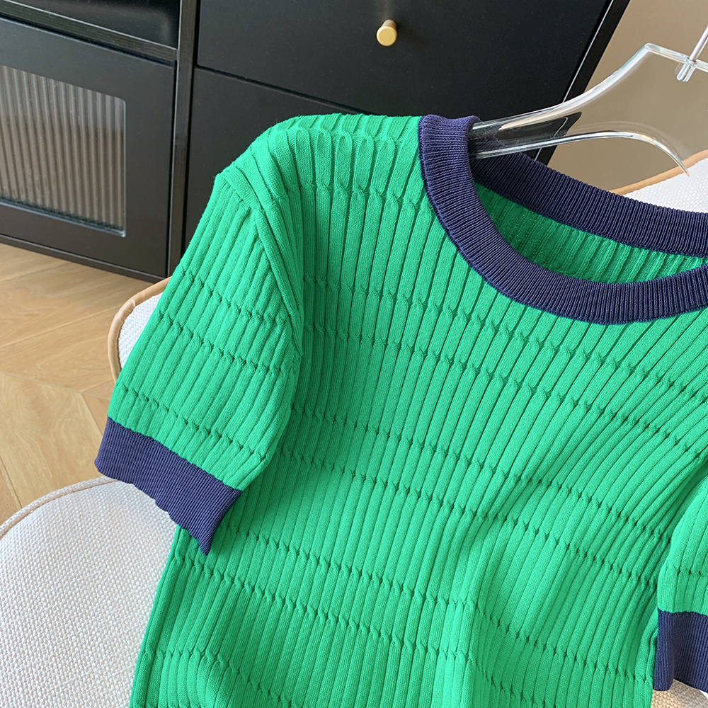 Spring and summer tops green sweater for women