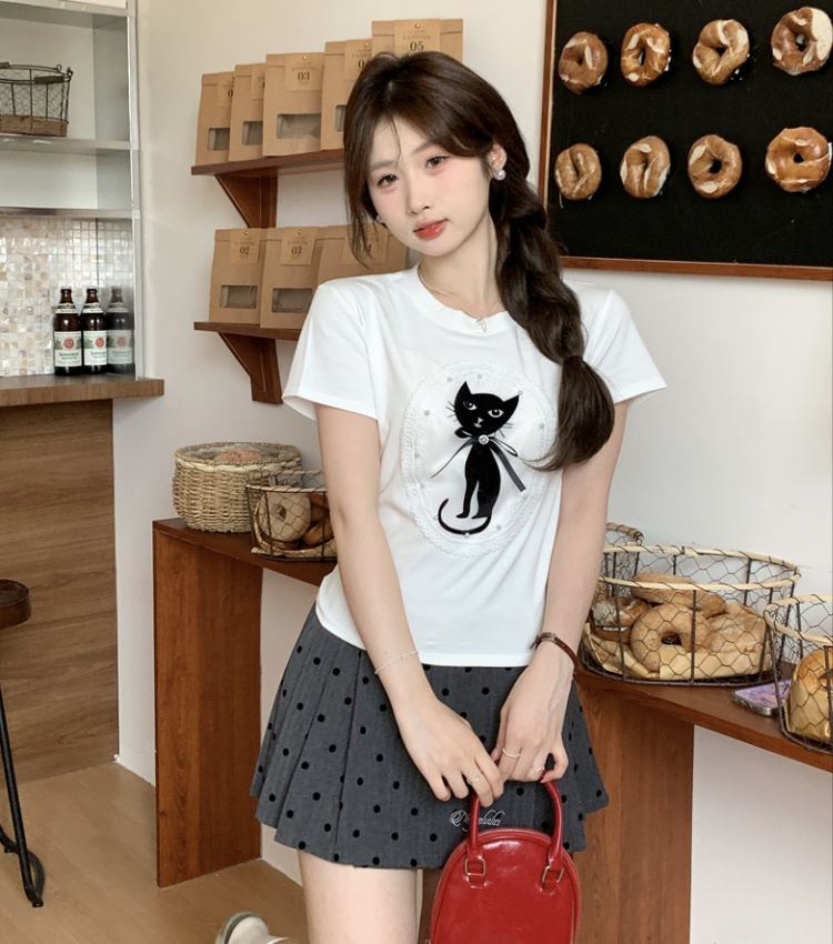 Short sleeve summer T-shirt cartoon tops for women