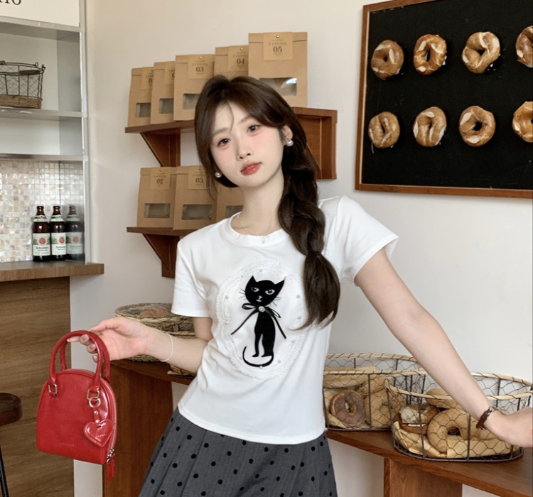 Short sleeve summer T-shirt cartoon tops for women