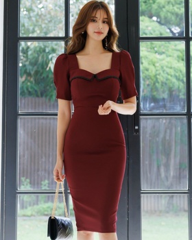 Package hip square collar long summer fashion dress
