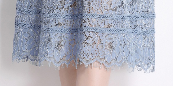 Retro V-neck classic lace big skirt high waist dress