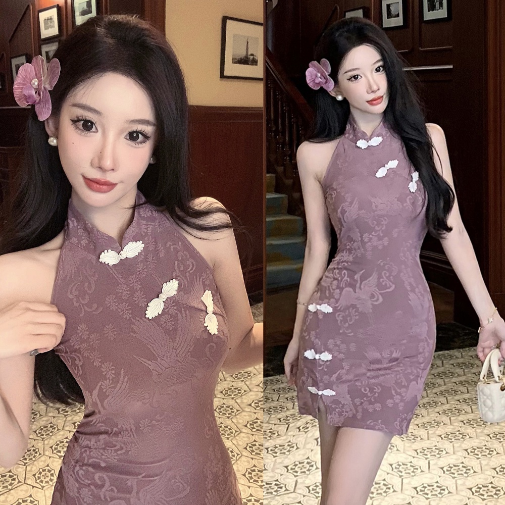 Summer light short dress slim retro cheongsam