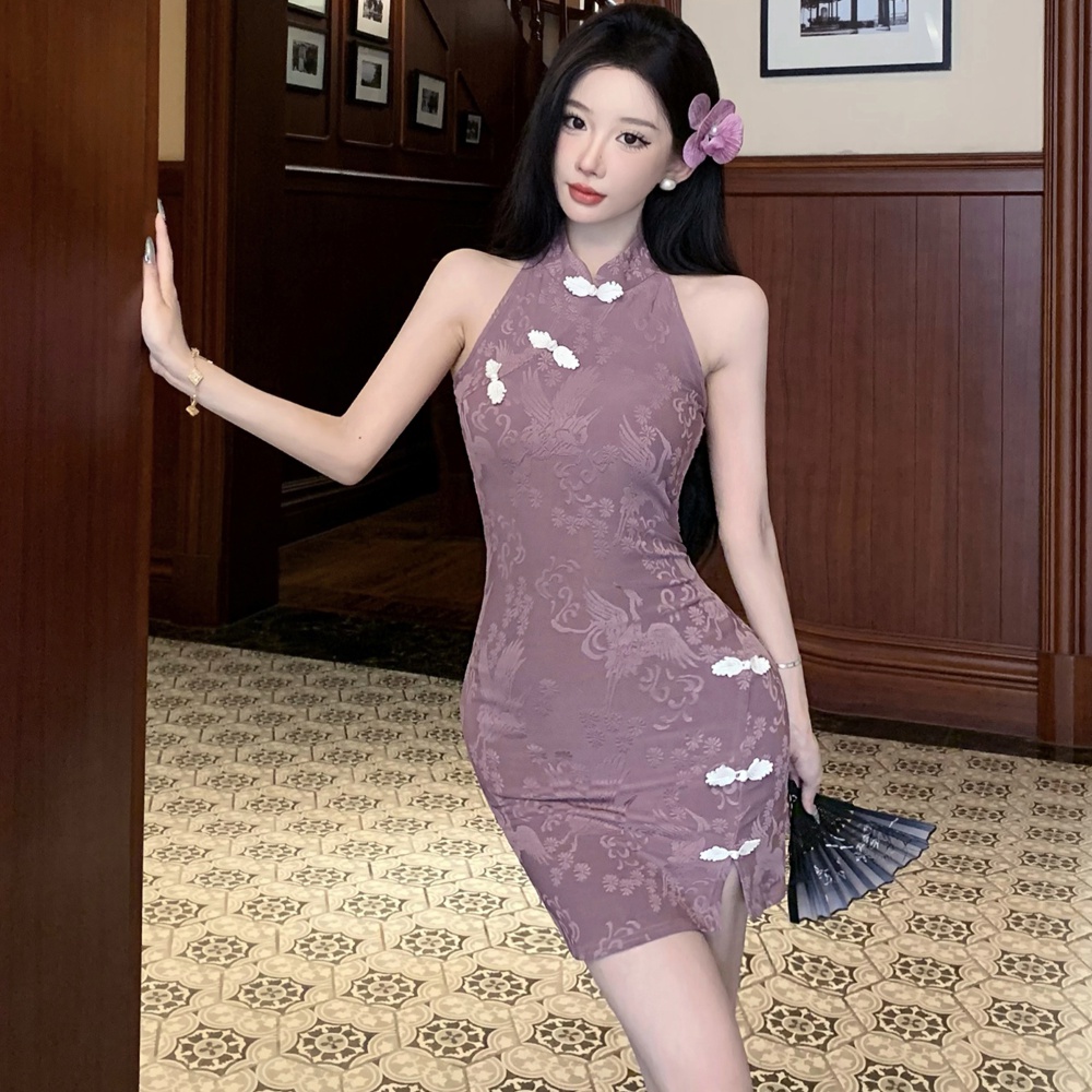 Summer light short dress slim retro cheongsam