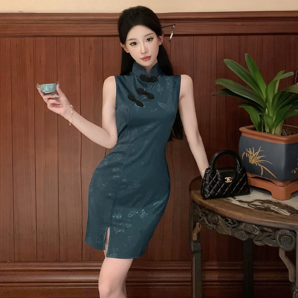 Retro slim Chinese style dress light short cheongsam