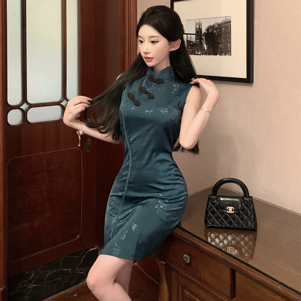 Retro slim Chinese style dress light short cheongsam