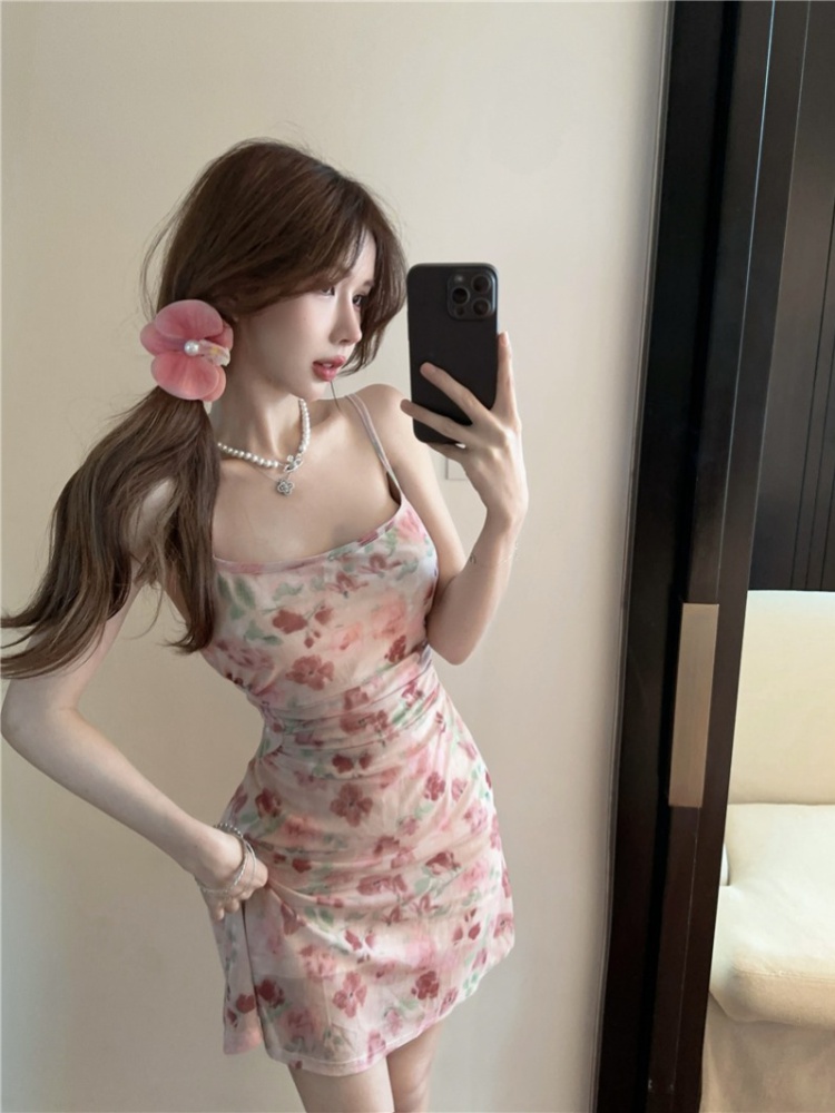 Summer short Western style pinched waist enticement dress