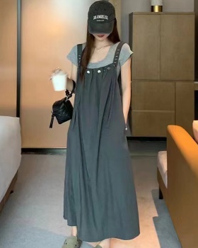 Fashion strap dress simple T-shirt a set