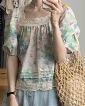 Western style lace summer splice floral small shirt