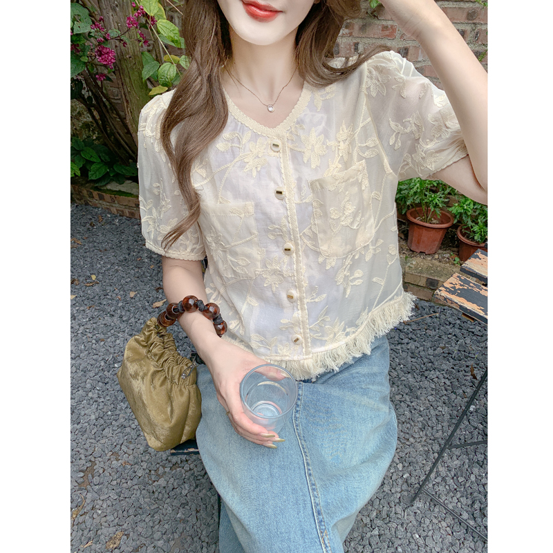 Summer short sleeve tops bubble small shirt