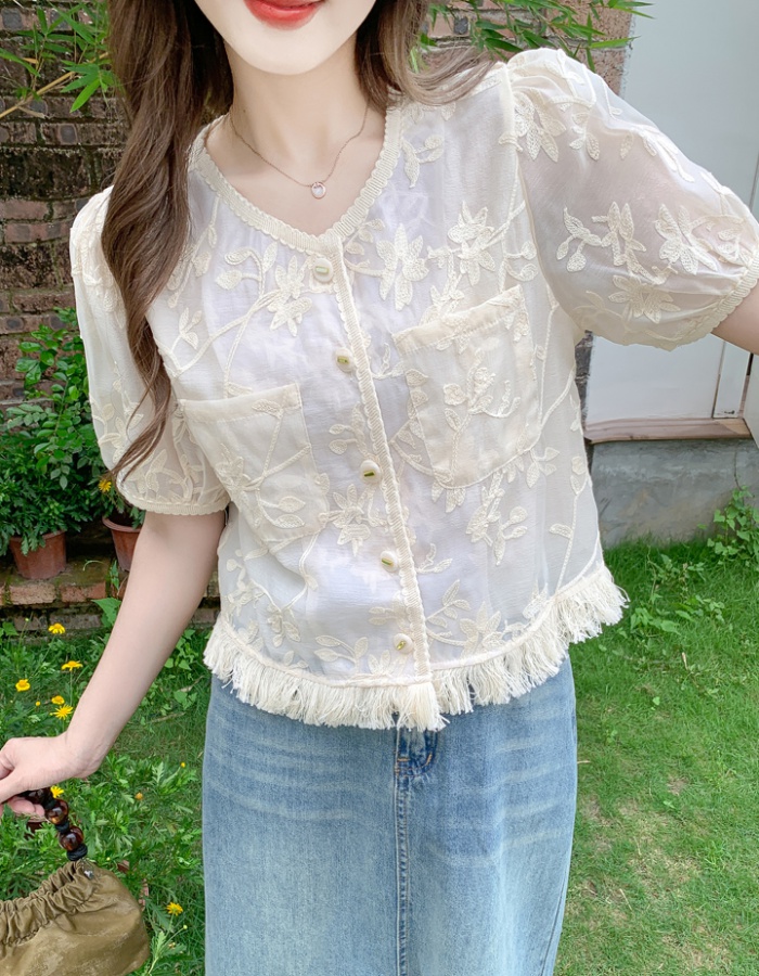 Summer short sleeve tops bubble small shirt