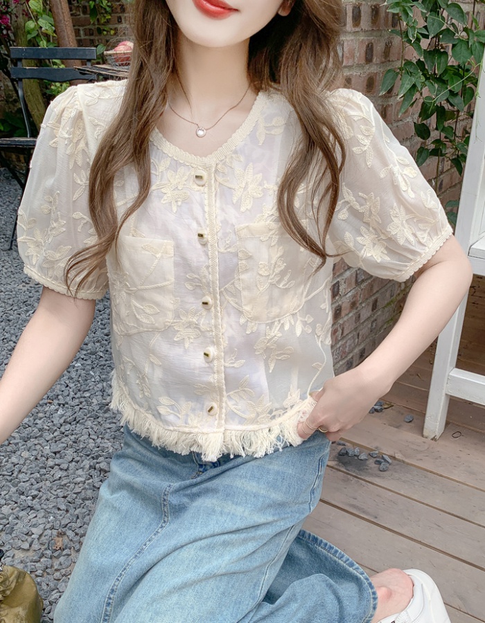 Summer short sleeve tops bubble small shirt