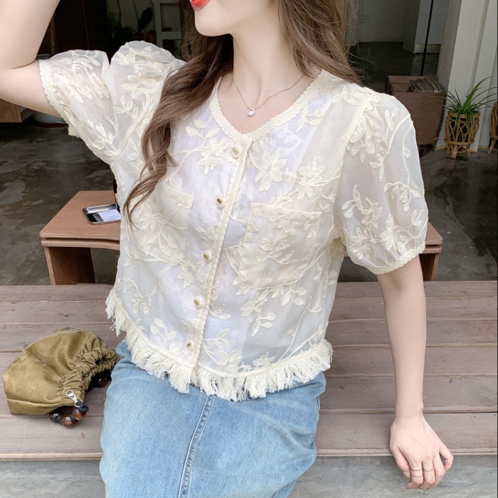 Summer short sleeve tops bubble small shirt