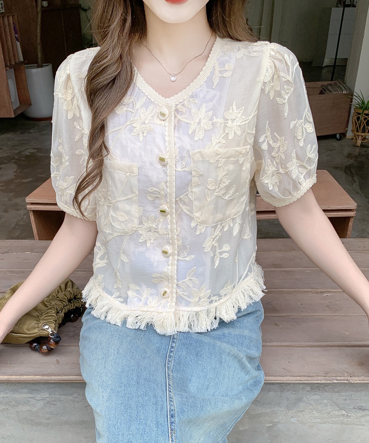 Summer short sleeve tops bubble small shirt