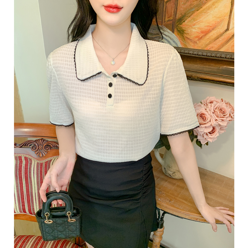 Short sleeve T-shirt doll collar shirts for women