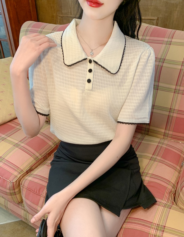 Short sleeve T-shirt doll collar shirts for women