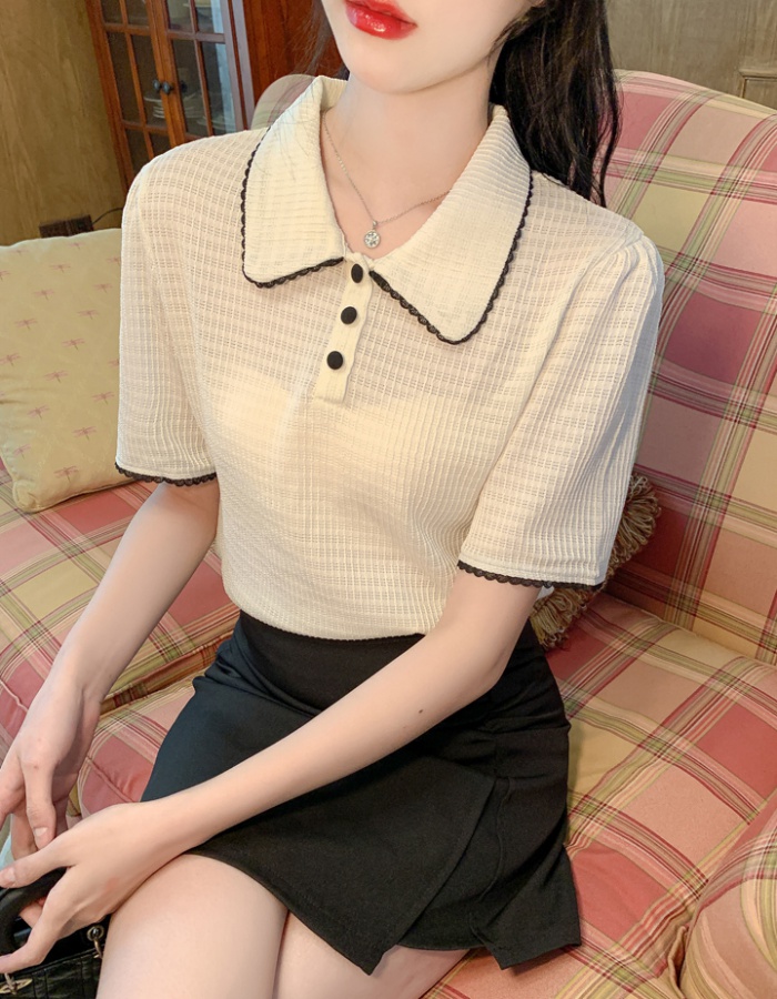 Short sleeve T-shirt doll collar shirts for women