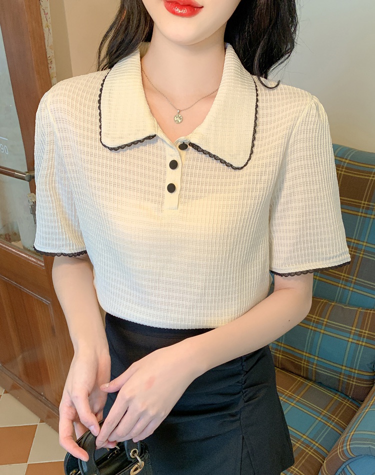 Short sleeve T-shirt doll collar shirts for women