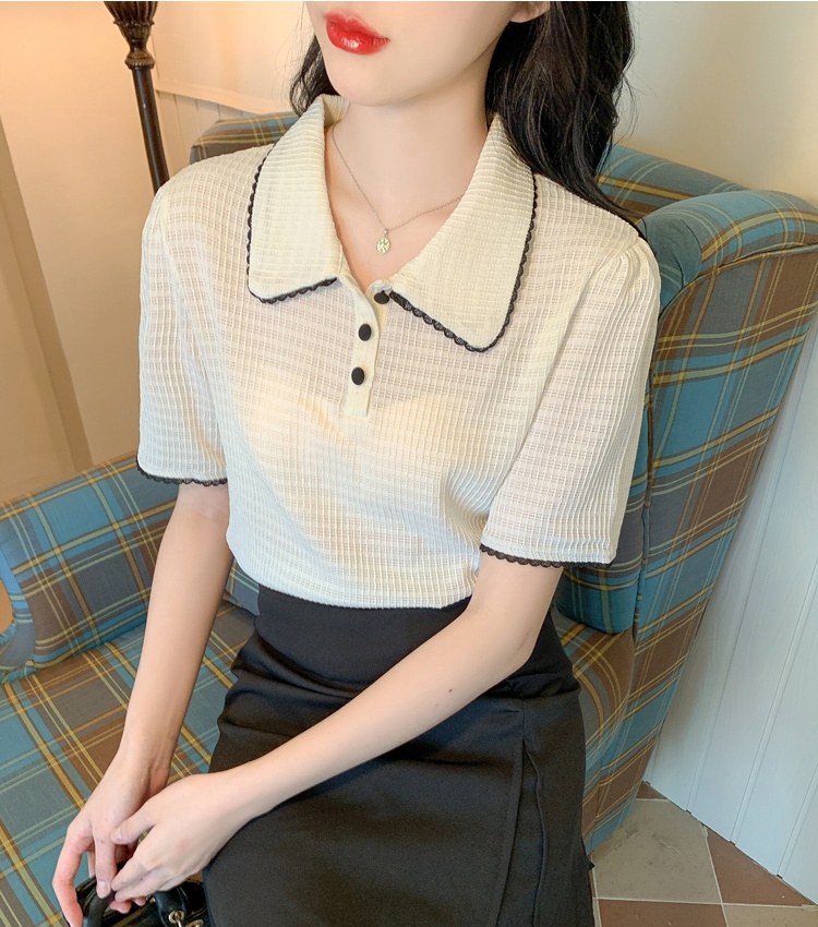 Short sleeve T-shirt doll collar shirts for women