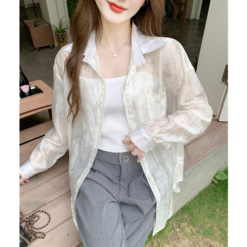 Loose long sleeve thin blooming shirt for women