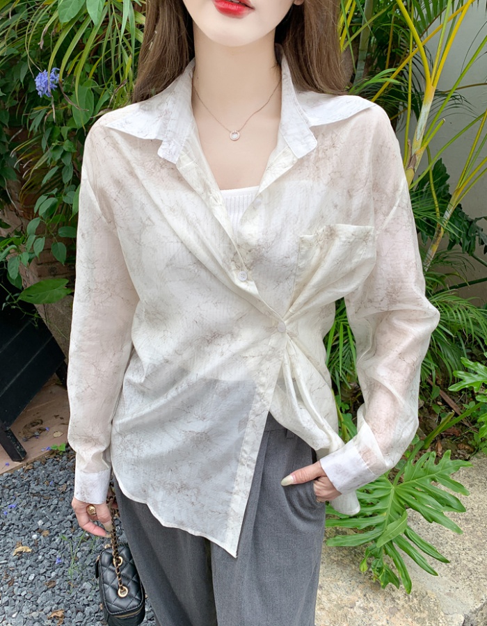 Loose long sleeve thin blooming shirt for women