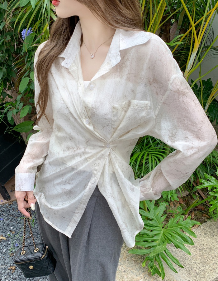 Loose long sleeve thin blooming shirt for women