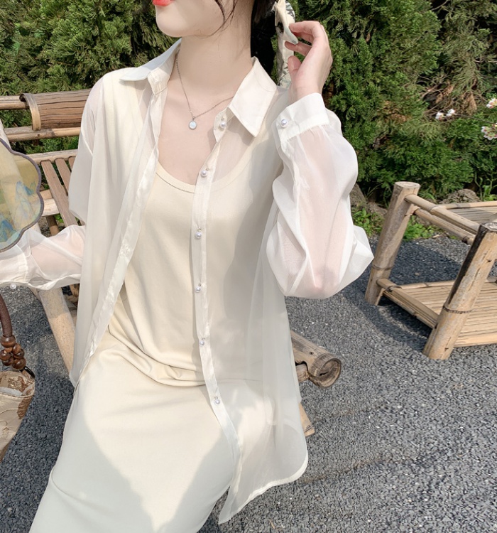 Loose long sleeve thin blooming shirt for women