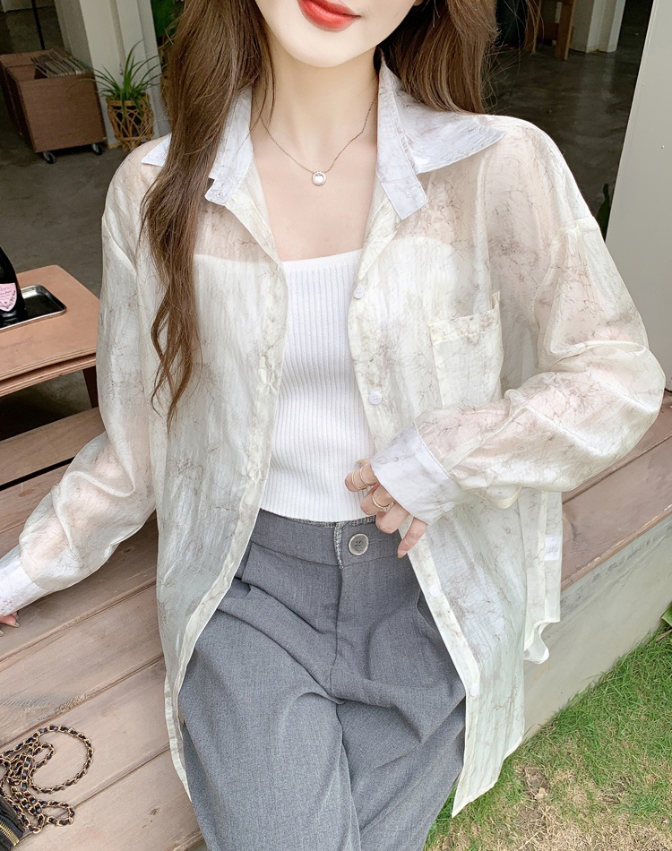 Loose long sleeve thin blooming shirt for women