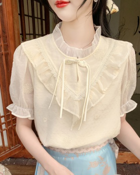 Lotus leaf edges summer shirt show young tops for women