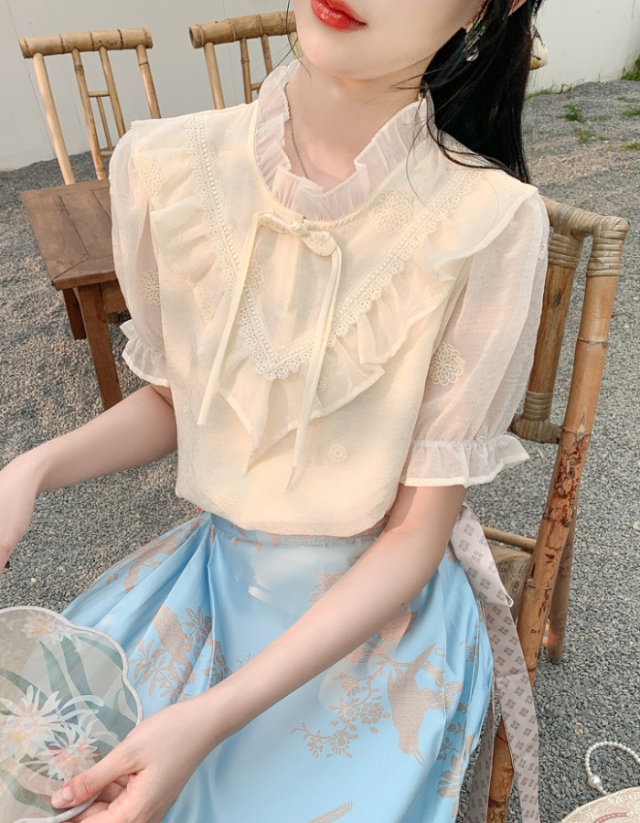 Lotus leaf edges summer shirt show young tops for women