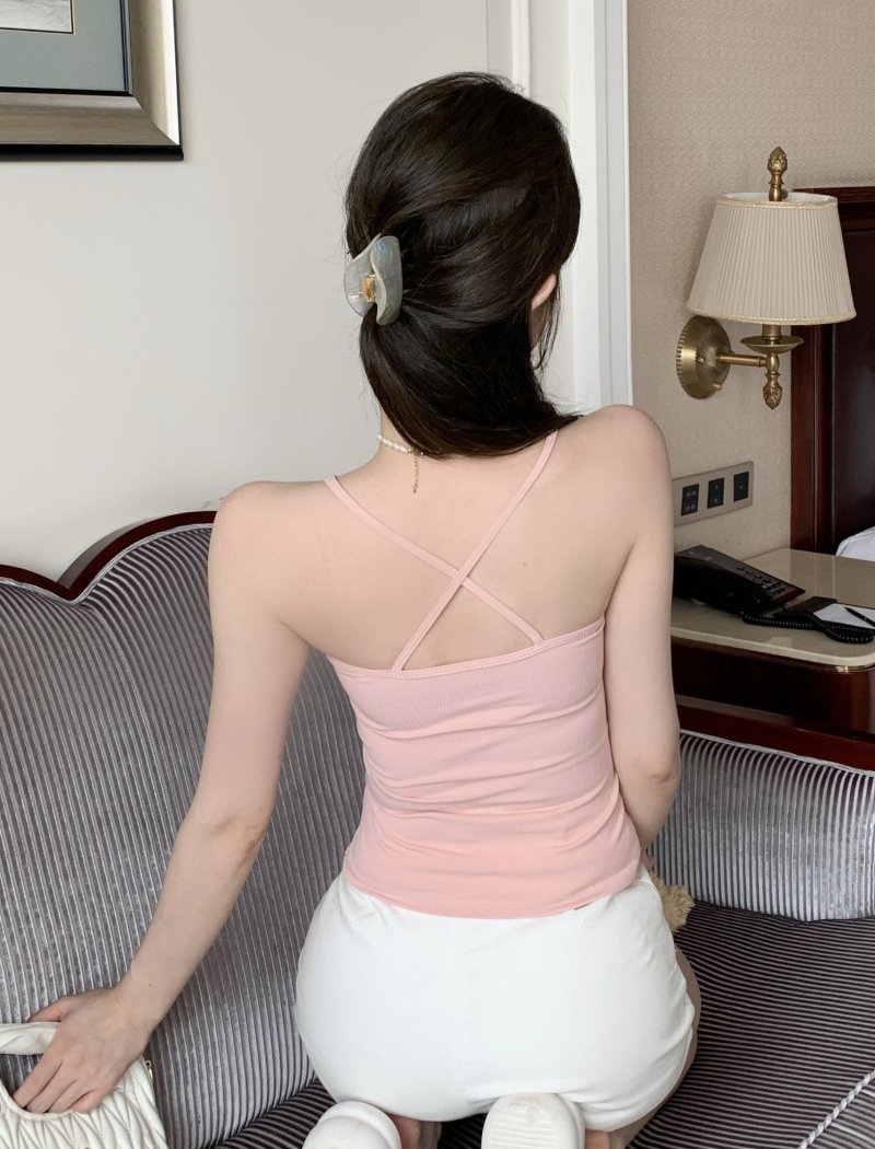 Mixed colors beauty back sling tops bow bottoming vest