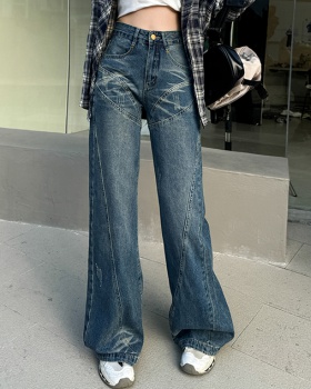 Slim wide leg pants high waist micro speaker jeans