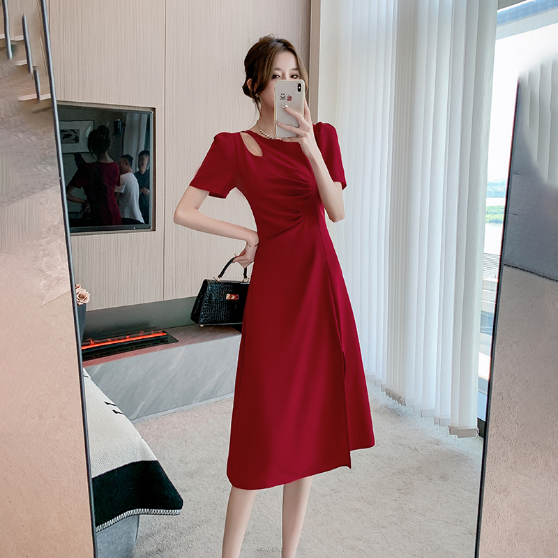 Temperament split summer hollow sexy ladies dress