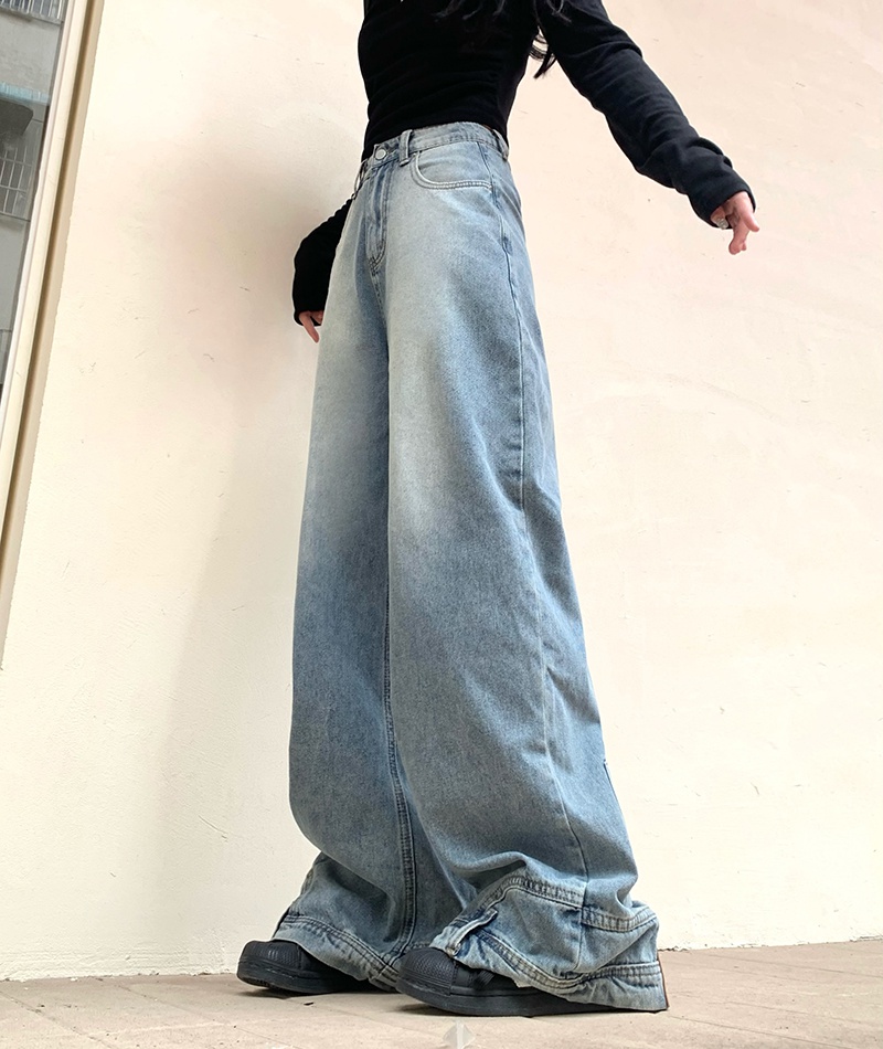 Large yard mopping jeans couples wide leg pants