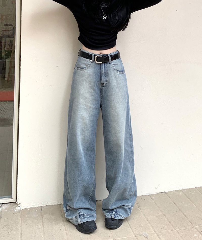 Large yard mopping jeans couples wide leg pants