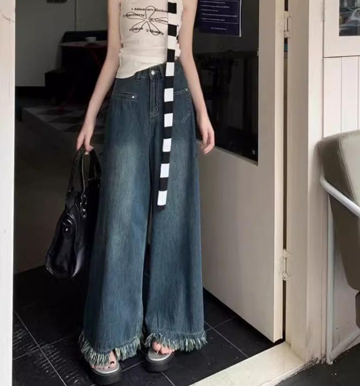 Large yard high waist slim speaker wide leg pants