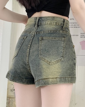 Retro washed short jeans spicegirl high waist shorts for women