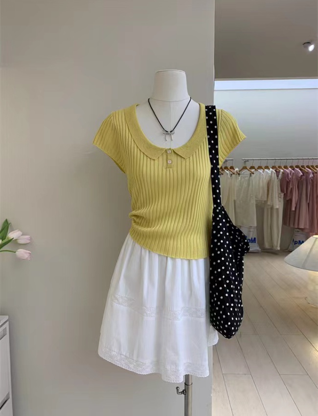 Doll collar show young tops sweet Korean style sweater