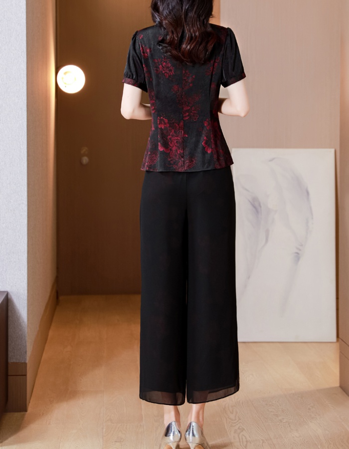 Printing retro slim fashion summer middle-aged cheongsam