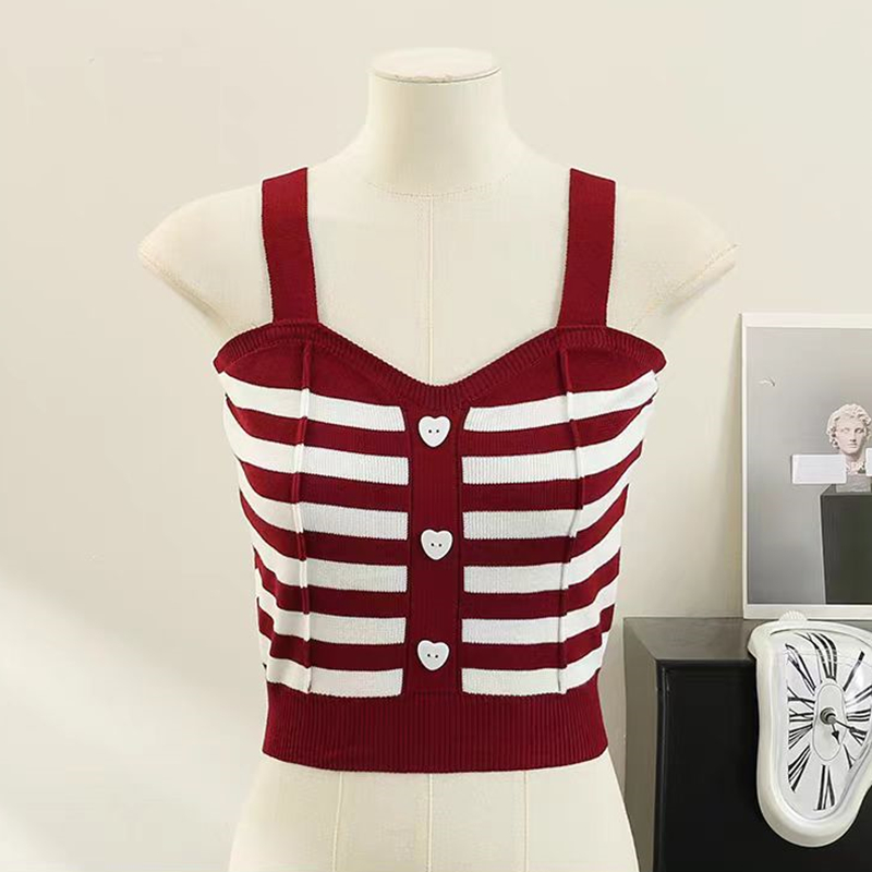 Mixed colors tops heart buckle vest for women