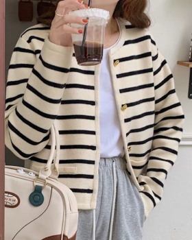 Lazy stripe coat France style sweater for women