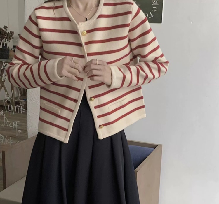 Lazy stripe coat France style sweater for women