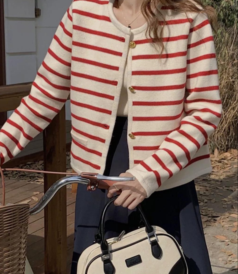 Lazy stripe coat France style sweater for women