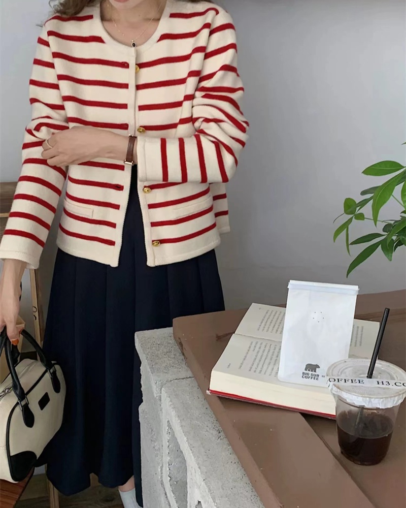 Lazy stripe coat France style sweater for women