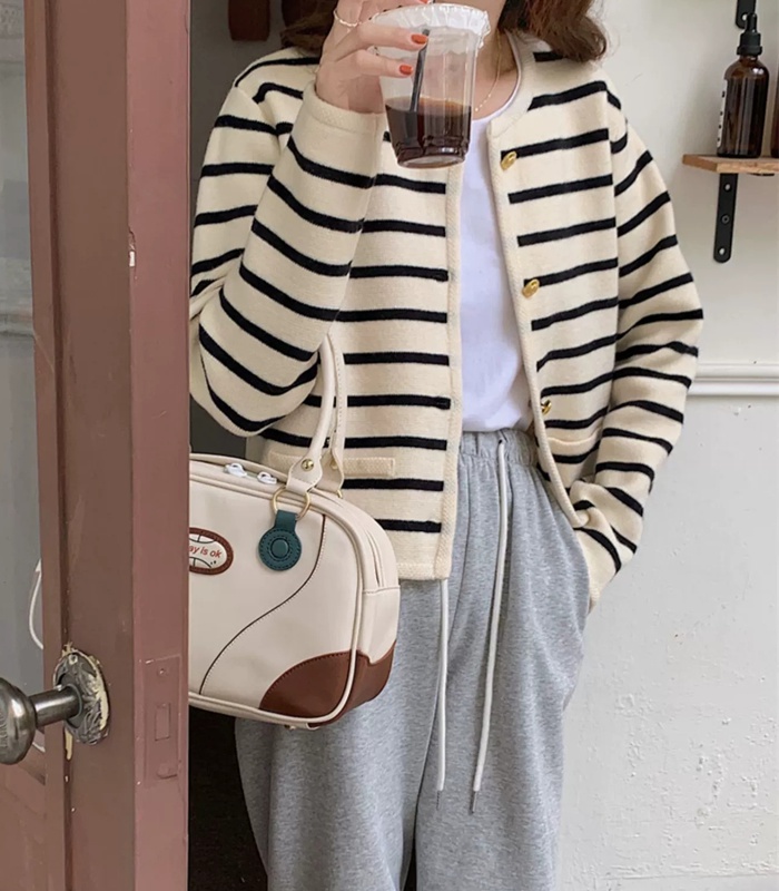 Lazy stripe coat France style sweater for women