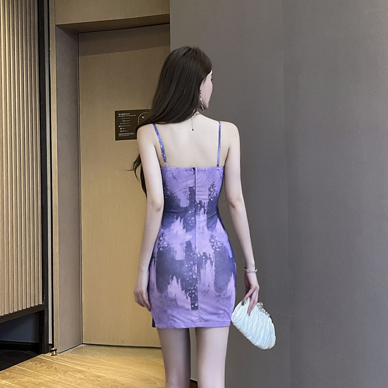Sexy low-cut T-back temperament strap dress for women
