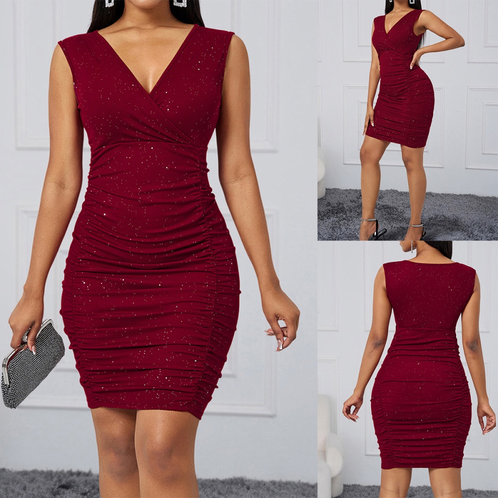 Pure European style package hip sleeveless dress for women