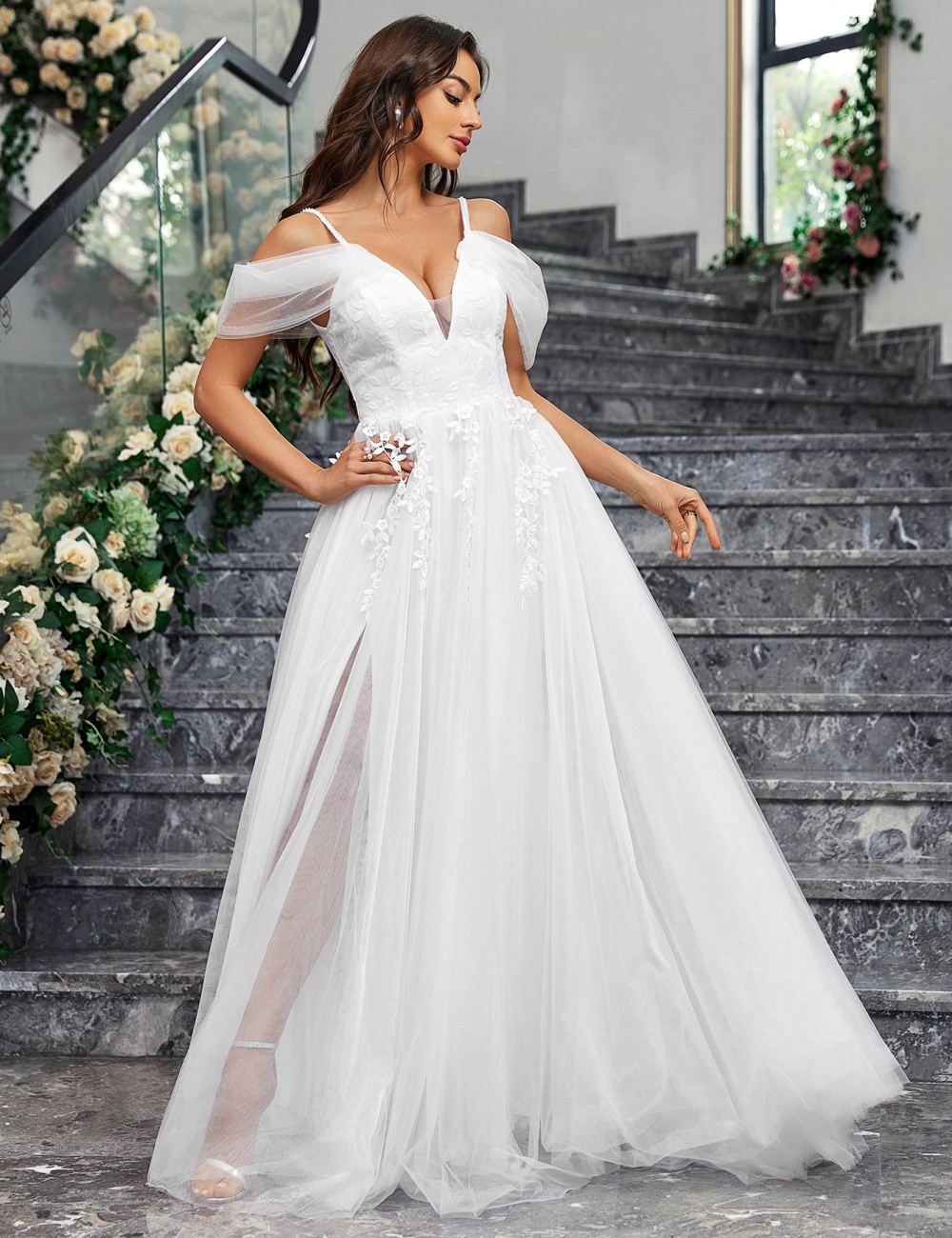 Elegant sling evening dress wedding wedding dress for women